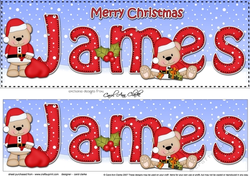 Large DL Merry Christmas JAMES 3D decoupage 