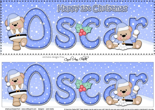 Large DL Merry 1st Christmas OSCAR 3D decoupage 