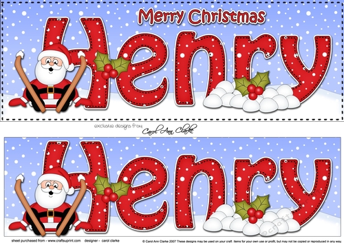 Large DL Merry Christmas HENRY 3D decoupage 