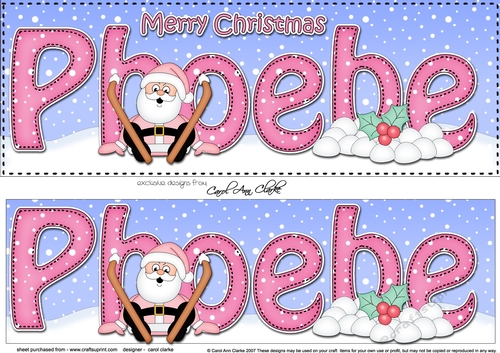 Large DL Merry Christmas PHOEBE 3D decoupage 