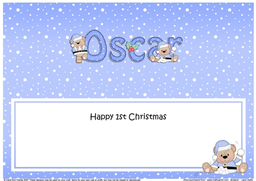 Large DL Merry 1st Christmas OSCAR insert