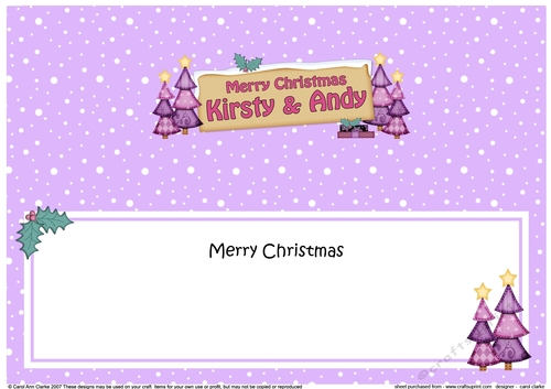 Large DL Merry Christmas KIRSTY & ANDY insert