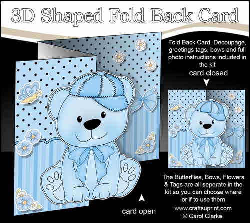 3D Shaped No-Hole Fold Back Mini Kit -  Cute Little Benjy Bear