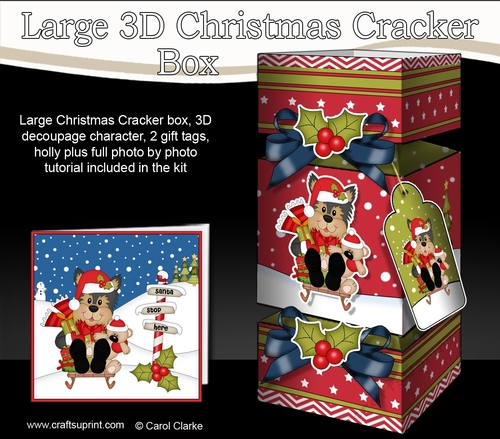 3D Large Christmas Cracker Box - Little Yorkie Dog