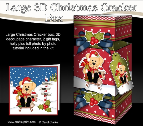 3D Large Christmas Cracker Box - Little Golden Labrador Dog