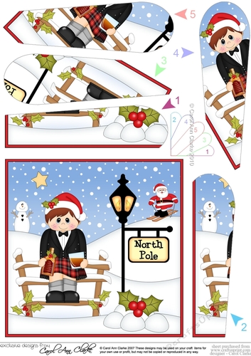 Scottish Man is at the North Pole Christmas Fan Pyramage Topper
