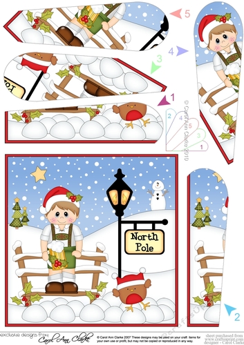 Lederhosen Boy  is at the North Pole Christmas Fan Pyramage Topper