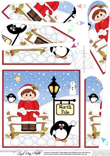 Eskimo is at the North Pole Christmas Fan Pyramage Topper