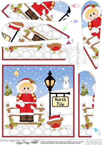 Eskimo is at the North Pole Christmas Fan Pyramage Topper