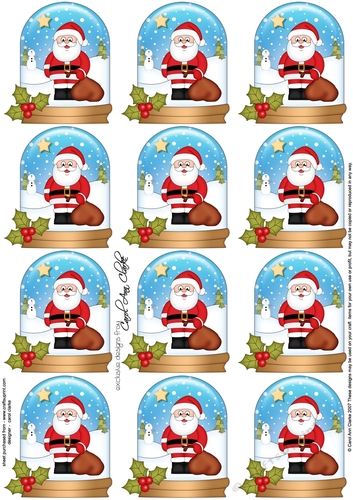 Christmas Santa Snow Globe Gift Tags