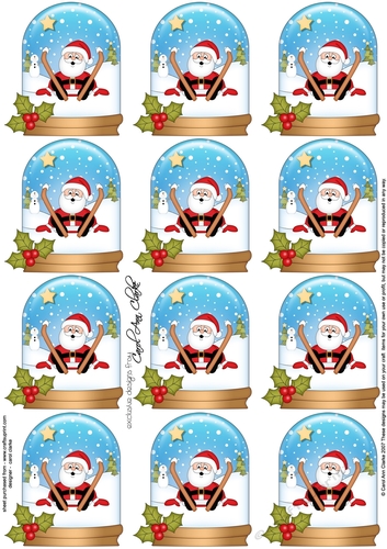 Christmas Santa Snow Globe Gift Tags