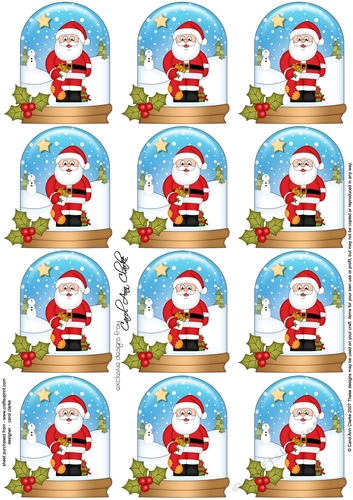 Christmas Santa Snow Globe Gift Tags