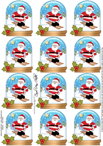 Christmas Santa Snow Globe Gift Tags