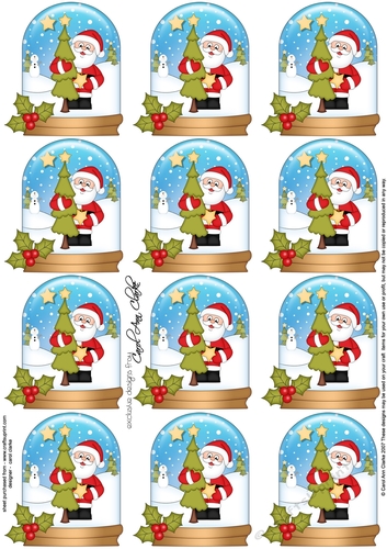 Christmas Santa Snow Globe Gift Tags