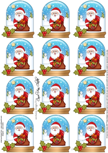 Christmas Santa Snow Globe Gift Tags