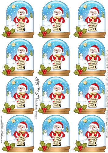 Christmas Santa Snow Globe Gift Tags