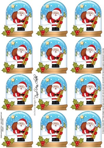 Christmas Santa Snow Globe Gift Tags