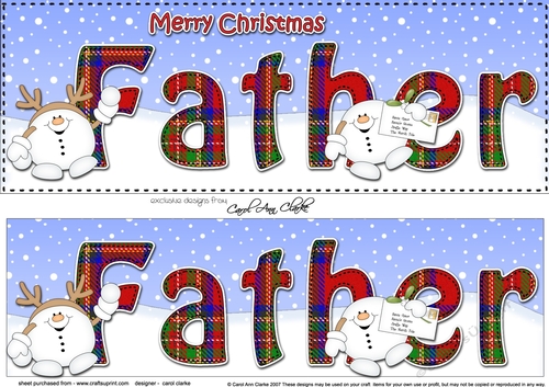 Large DL Merry Christmas FATHER 3D decoupage with Snowball Sam