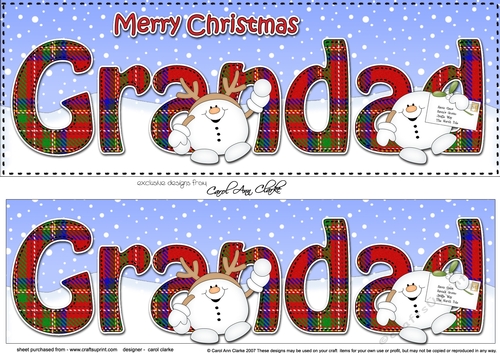 Large DL Merry Christmas GRANDAD 3D decoupage with Snowball Sam