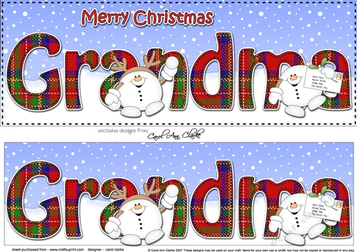 Large DL Merry Christmas GRANDMA 3D decoupage with Snowball Sam