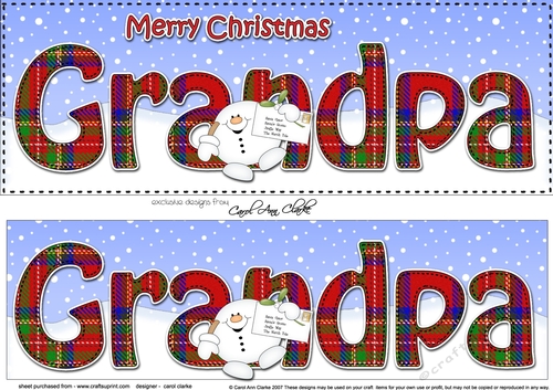 Large DL Merry Christmas GRANDPA 3D decoupage with Snowball Sam