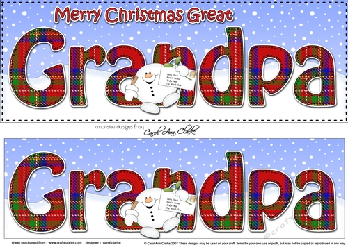 Large DL Merry Christmas GREAT GRANDPA 3D decoupage with Snowball Sam
