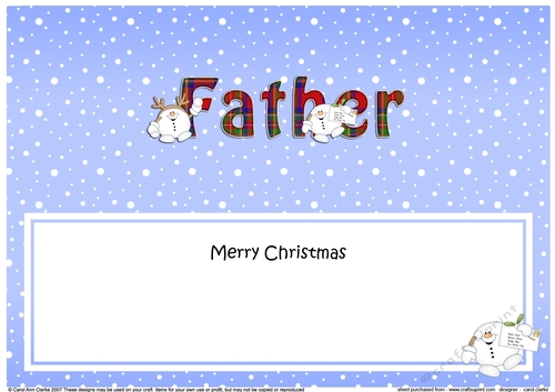 Large DL Merry Christmas FATHER insert with Snowball Sam