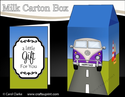 3D Milk Carton Treat Box - VW Camper Van