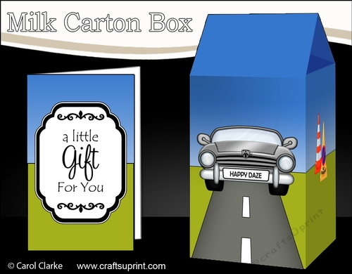 3D Milk Carton Treat Box - Silver Sports Car