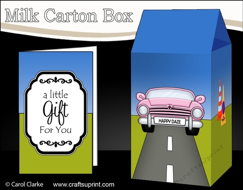 3D Milk Carton Treat Box - Pink Sports Car