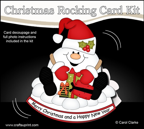 3D Shaped Rocking Christmas Card Mini Kit - Snowball Sam has Xmas Presents
