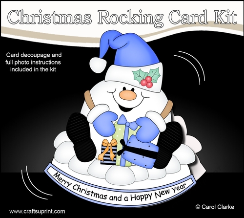 3D Shaped Rocking Christmas Card Mini Kit - Snowball Sam has Xmas Presents