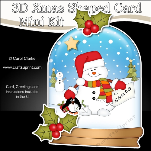 3D Shaped Christmas Snow Globe Card Kit - Snowman Oli