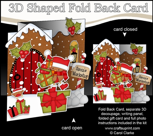 3D Shaped No-Hole Fold Back Christmas Card Mini Kit - Cute Bobbin Robin