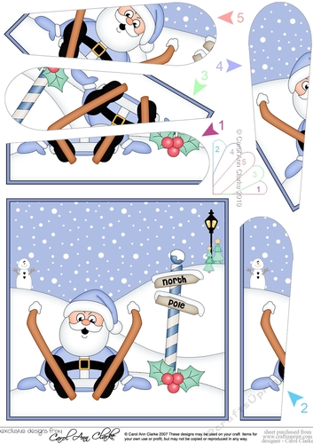 Christmas Santa is at the North Pole Fan Pyramage Topper