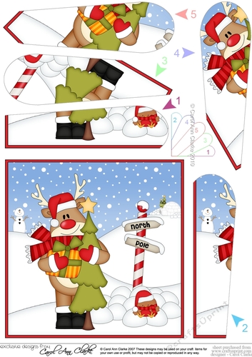 Christmas Rudolph is at the North Pole Fan Pyramage Topper