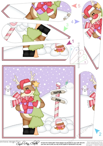 Christmas Rudolph is at the North Pole Fan Pyramage Topper