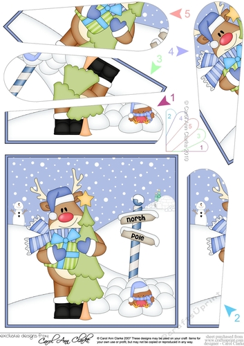 Christmas Rudolph is at the North Pole Fan Pyramage Topper