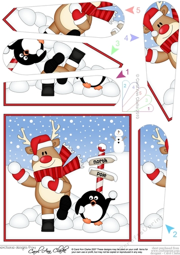 Christmas Rudolph is at the North Pole Fan Pyramage Topper