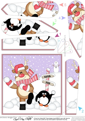 Christmas Rudolph is at the North Pole Fan Pyramage Topper
