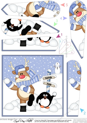 Christmas Rudolph is at the North Pole Fan Pyramage Topper