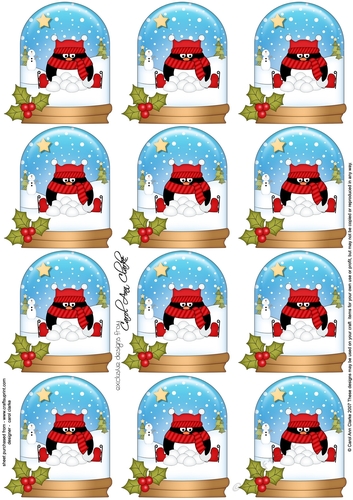 Christmas Penguin Snow Globe Gift Tags