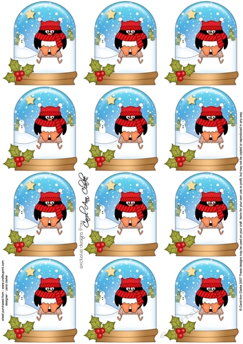 Christmas Penguin Snow Globe Gift Tags