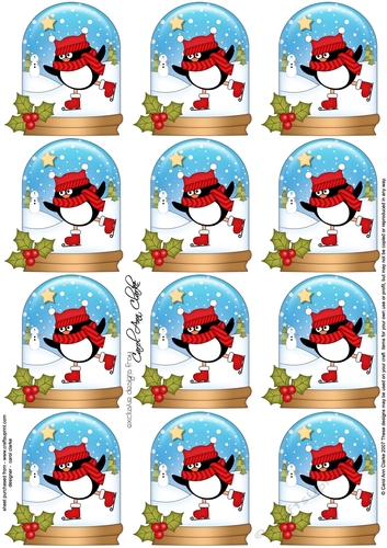 Christmas Penguin Snow Globe Gift Tags