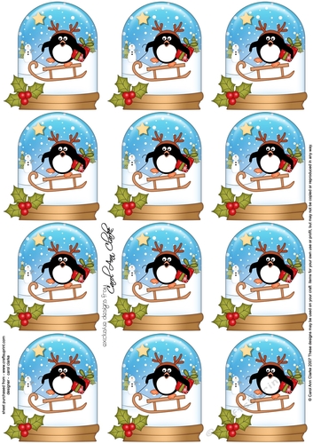 Christmas Penguin Snow Globe Gift Tags