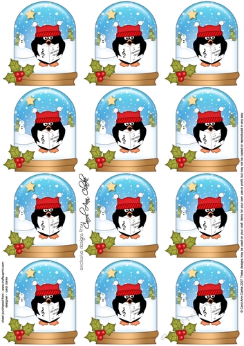 Christmas Penguin Snow Globe Gift Tags