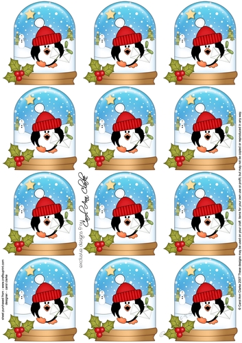 Christmas Penguin Snow Globe Gift Tags