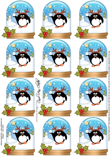 Christmas Penguin Snow Globe Gift Tags