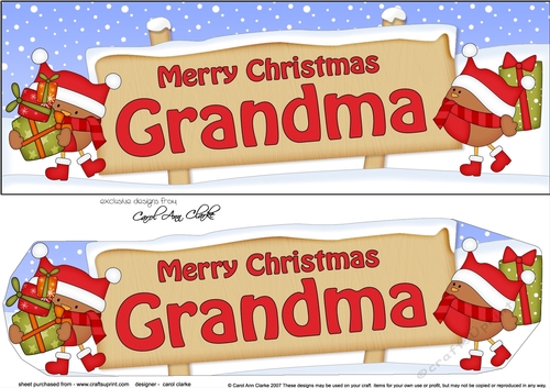 Large DL Merry Christmas GRANDMA with Robins 3D decoupage