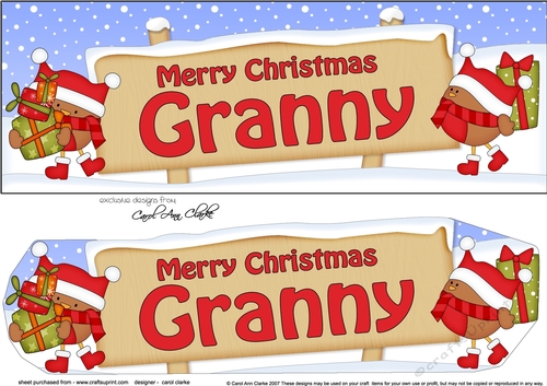Large DL Merry Christmas GRANNY with Robins 3D decoupage